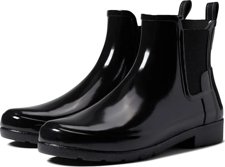 Hunter Refined Chelsea Gloss (Black) Women's Shoes
