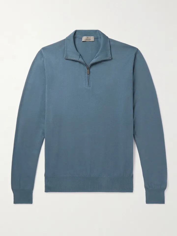 Slim-Fit Cotton Half-Zip Sweater