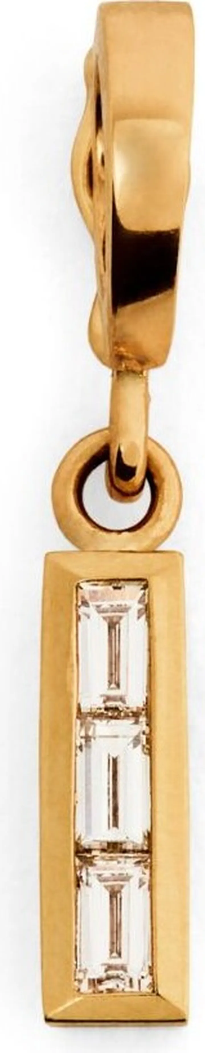 Azlee Yellow Gold And Diamond White Light Triple Baguette Charm