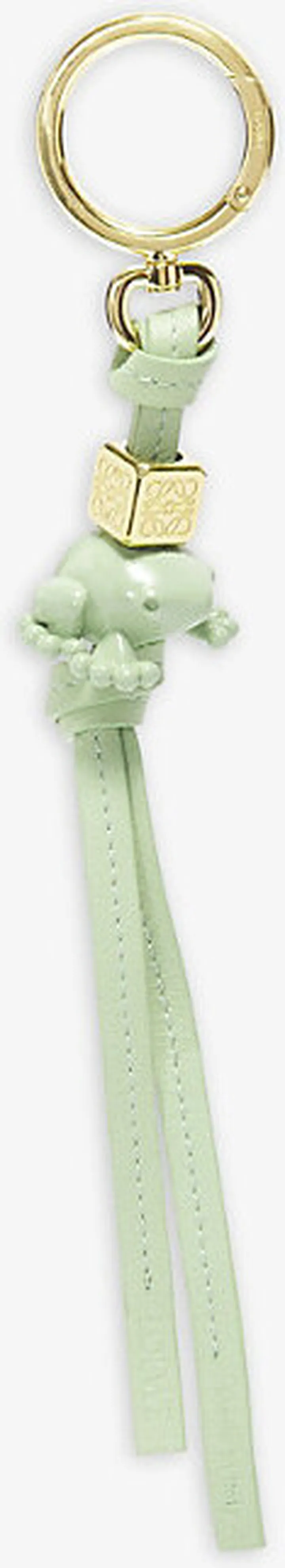 Womens Jade Frog Leather and Brass Charm