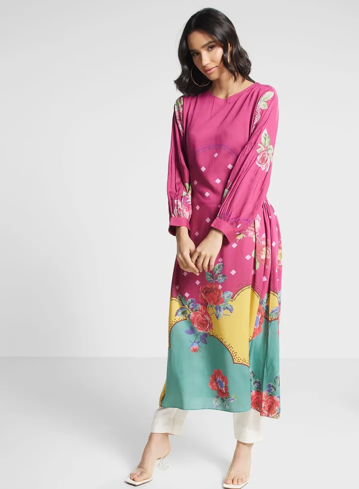 Round Neck Balloon Sleeve Kurti