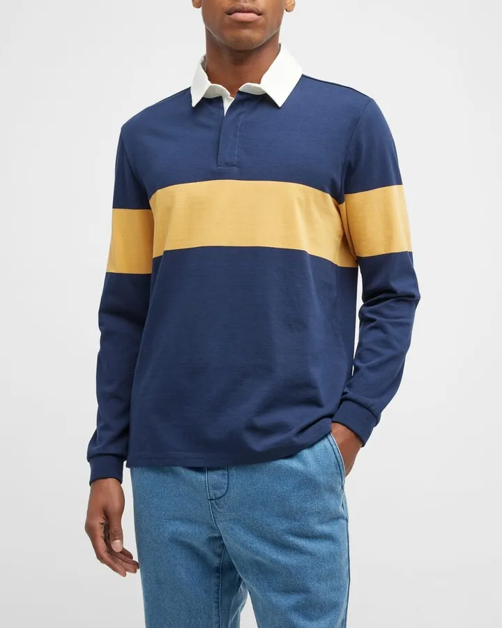 Men's Concealed Quarter-Zip Rugby Polo Shirt