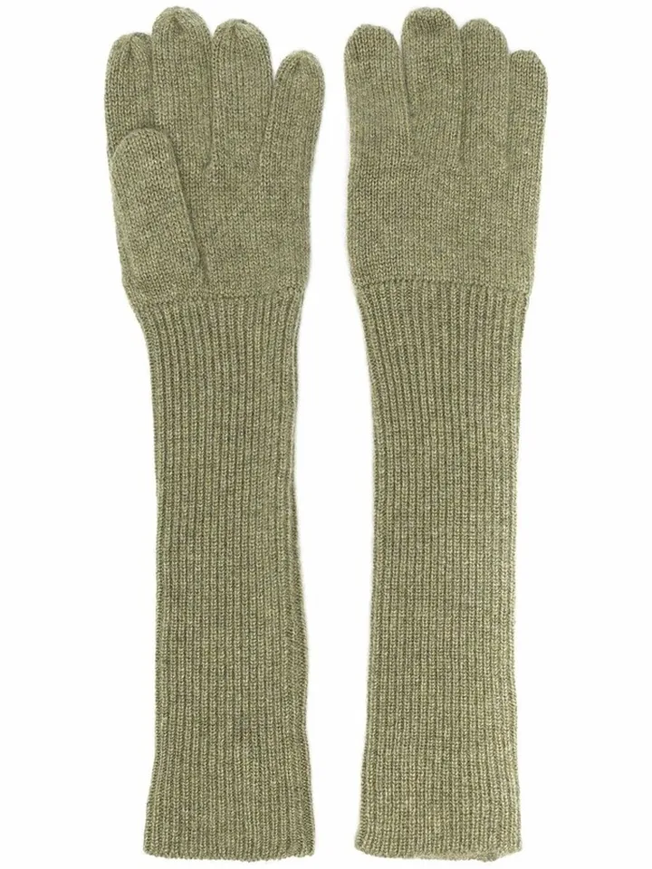 Ribbed-Knit Cashmere Gloves