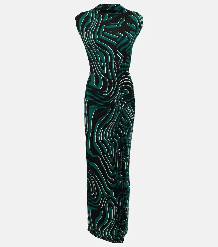 Printed fitted maxi dress