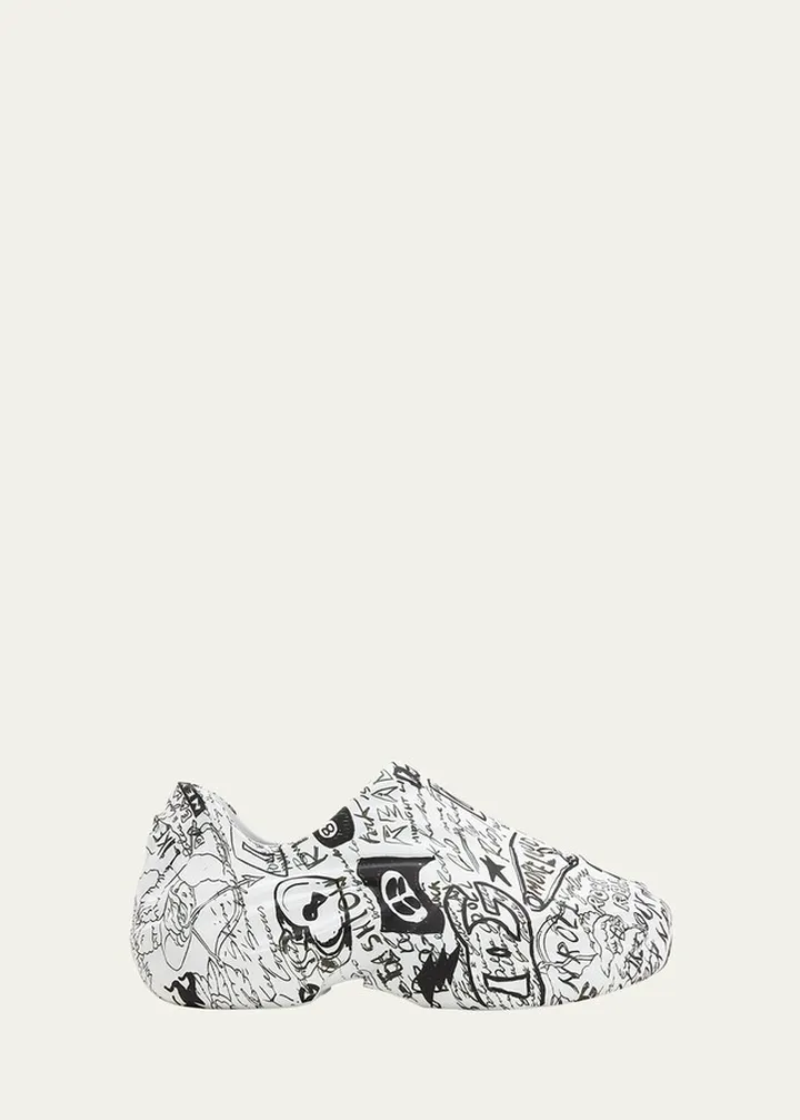 Men's Graffiti-Print Molded Slip-On Sneakers