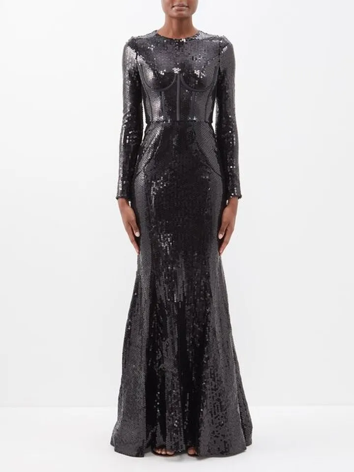 Dna Corset-detail Sequinned Gown