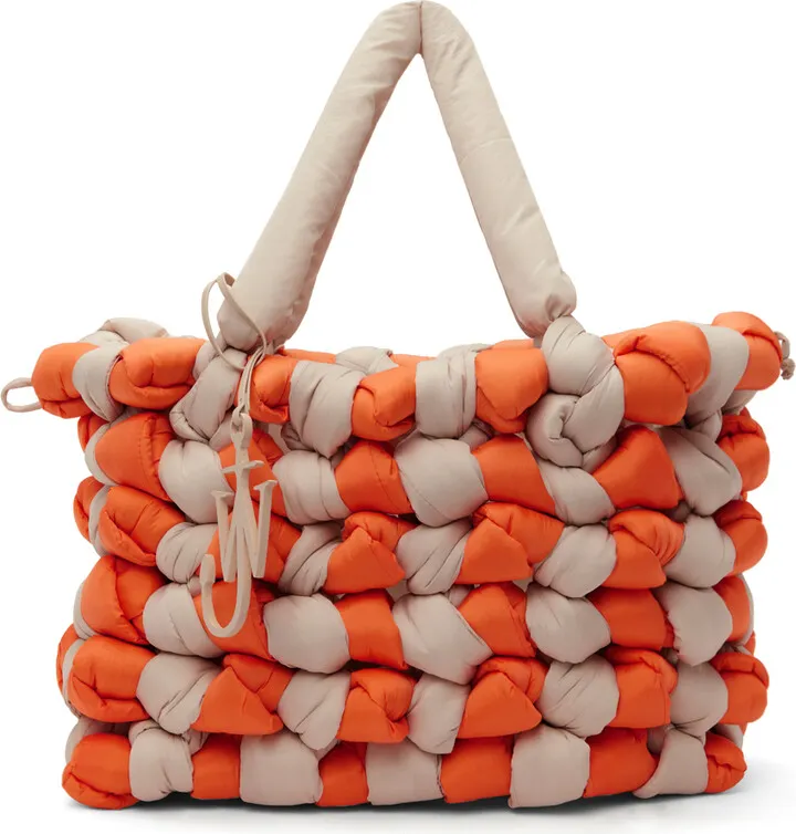 JW Anderson Beige & Orange Large Knotted Tote