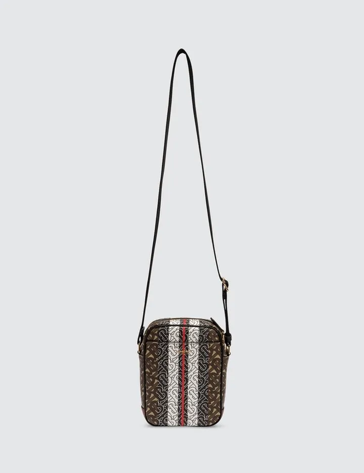 Monogram Stripe Print E-canvas Crossbody Bag