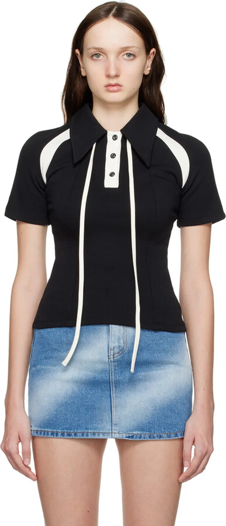Kijun Black Tie Leaf Polo