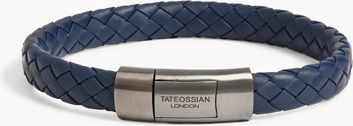 Ruthenium-plated braided rubber bracelet