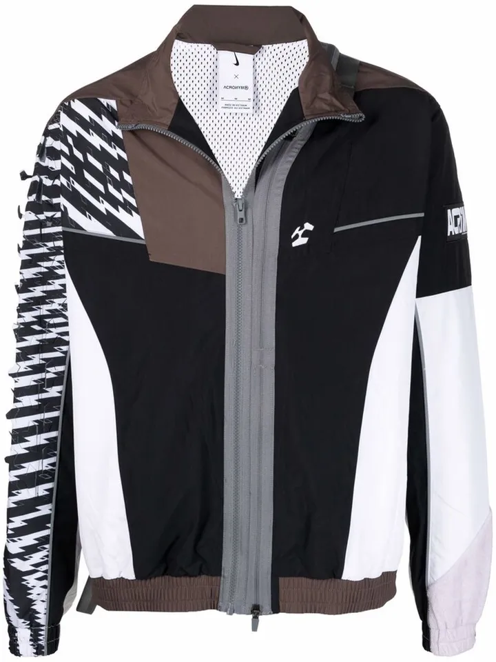 Colour-Block Zipped Bomber Jacket