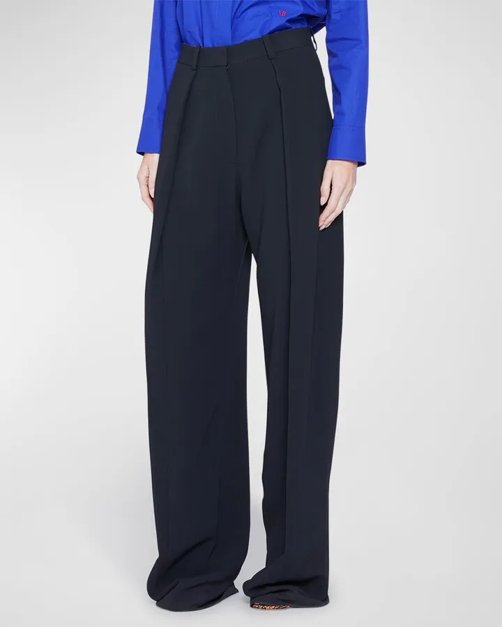 Wide-Leg Pleated Trousers