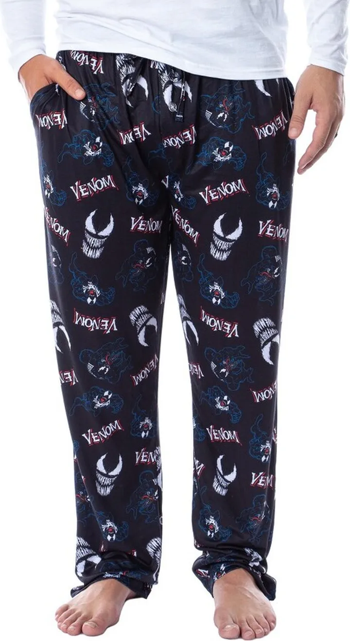 Marvel Comics Mens' Venom Movie Scary Faces Sleep Pajama Pants X-Large Black
