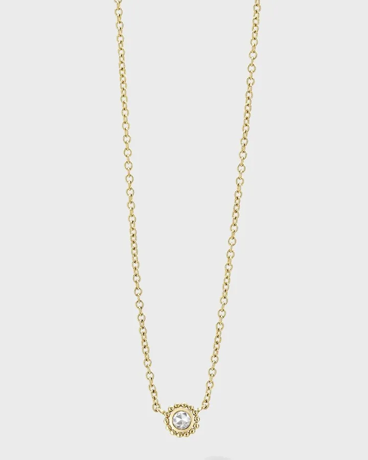 Covet Gold 3mm Rose-Cut Diamond Pendant Necklace