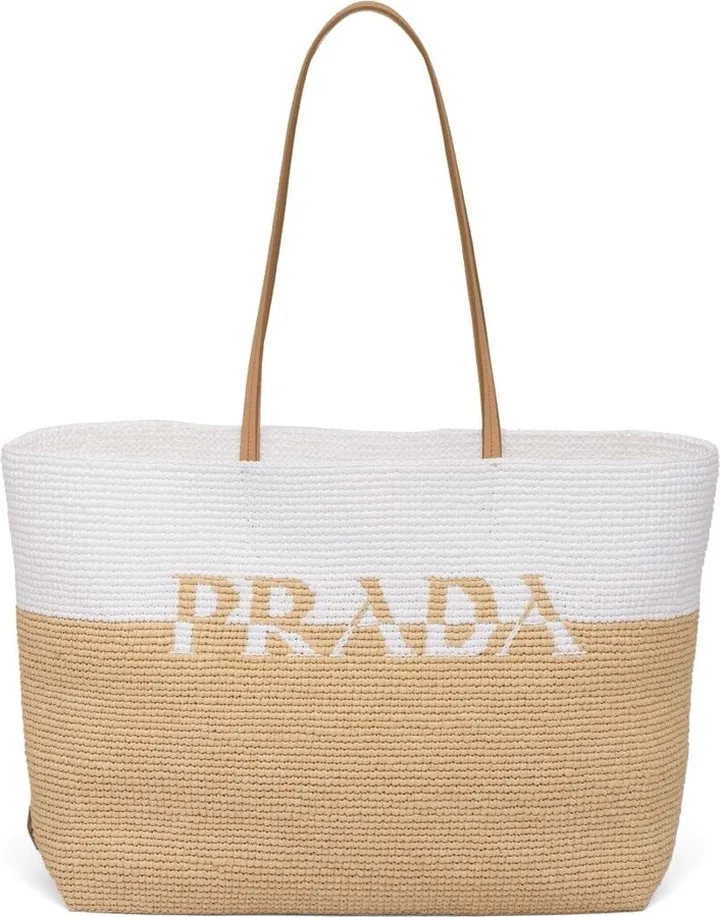 Logo Raffia Tote Bag