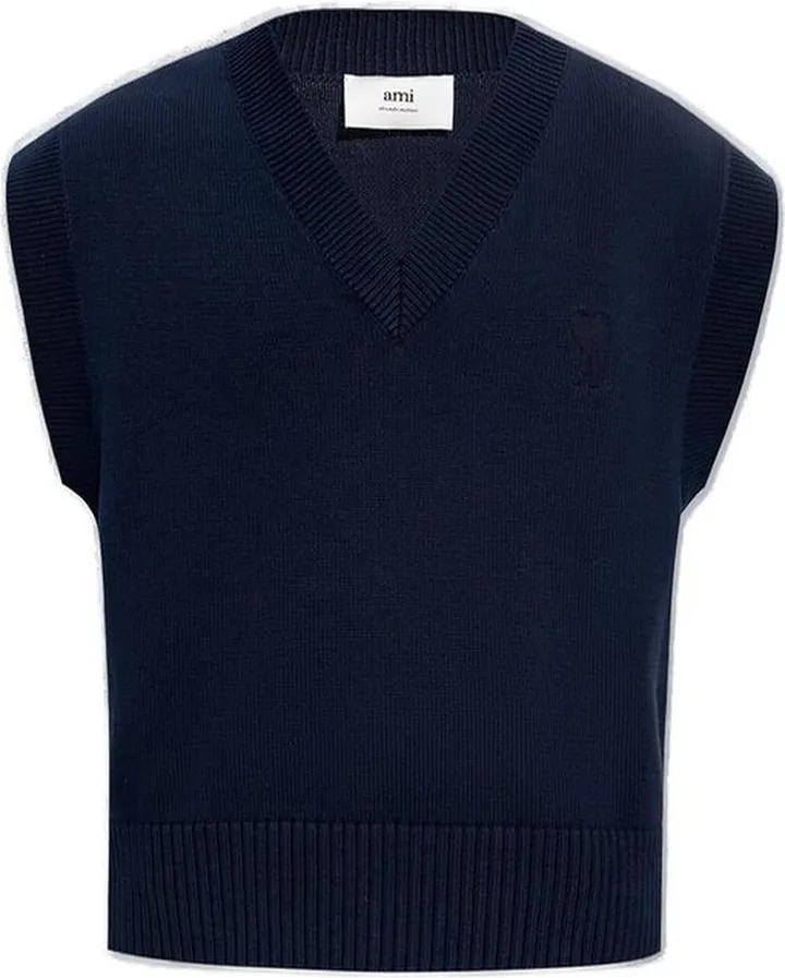 AMI Ami De Coeur Logo Embroidered Knitted Vest