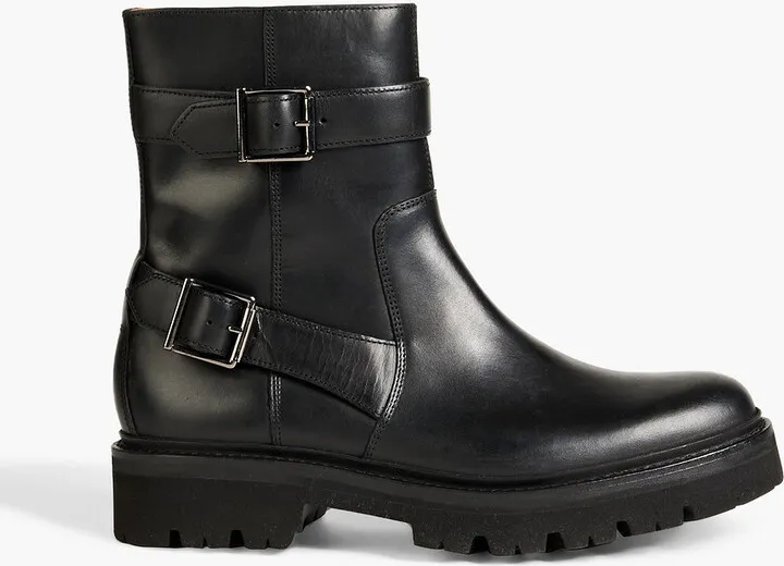 Natasha buckled leather ankle boots