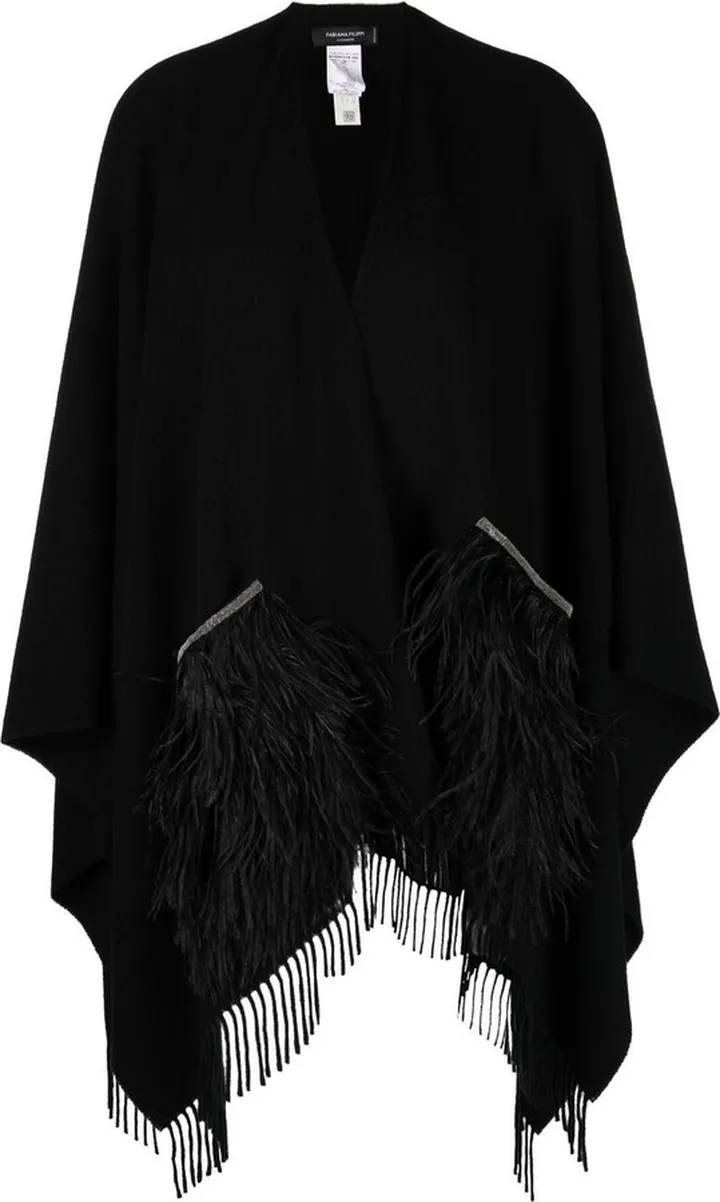 Feather-Trim Detail Cape
