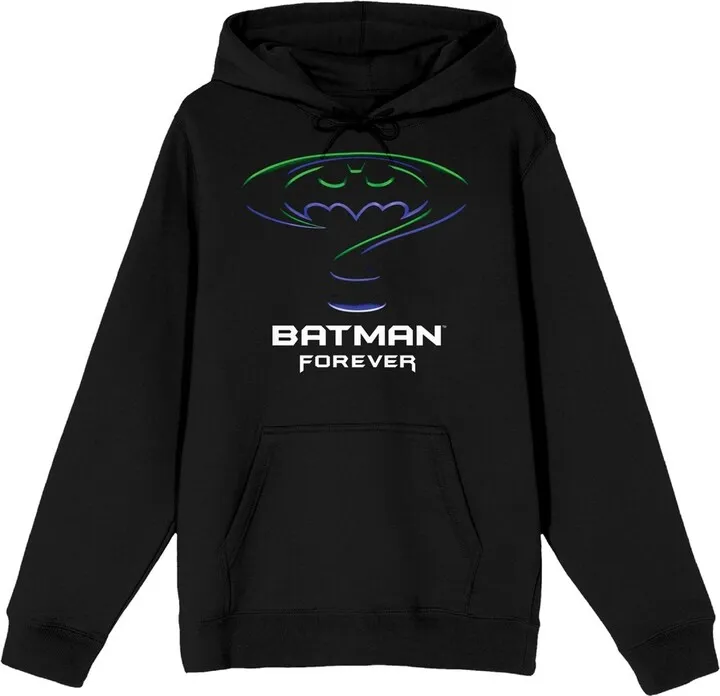 DC Comic Men's Batman Forever Symbol Black Hooded Sweatshirt-Small