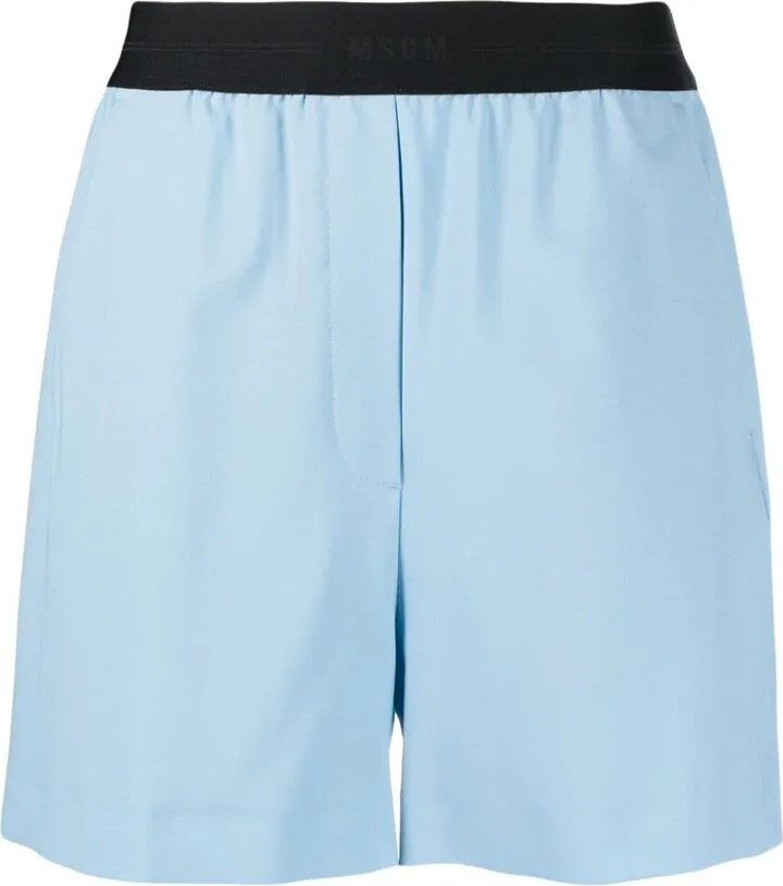 Stretch-Wool Logo-Waistband Shorts