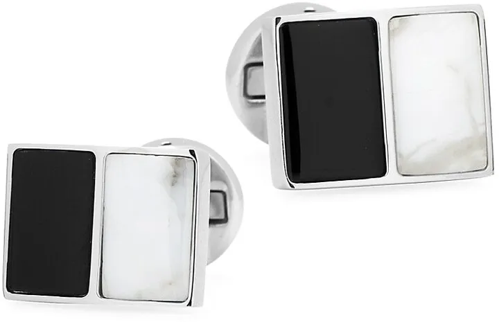 Ox & Bull Trading Co. Jade & Onyx Split Stainless Steel Cufflinks