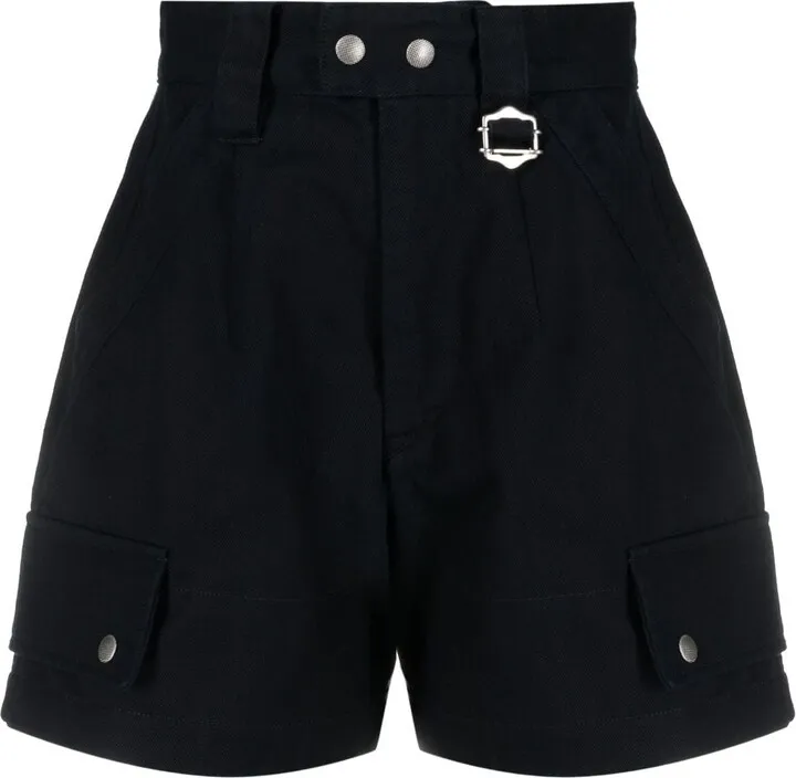 High-Waist Flap-Pocket Shorts
