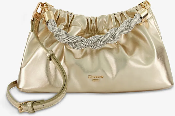 Womens Rose Gold-metallic Bonanza Diamante-handle Metallic Faux-leather Clutch bag