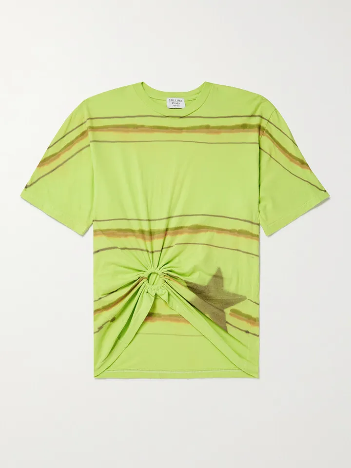 Cropped Striped Cotton-Jersey T-Shirt