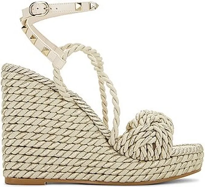 Valentino Garavani Espadrille Wedge Sandal in Ivory
