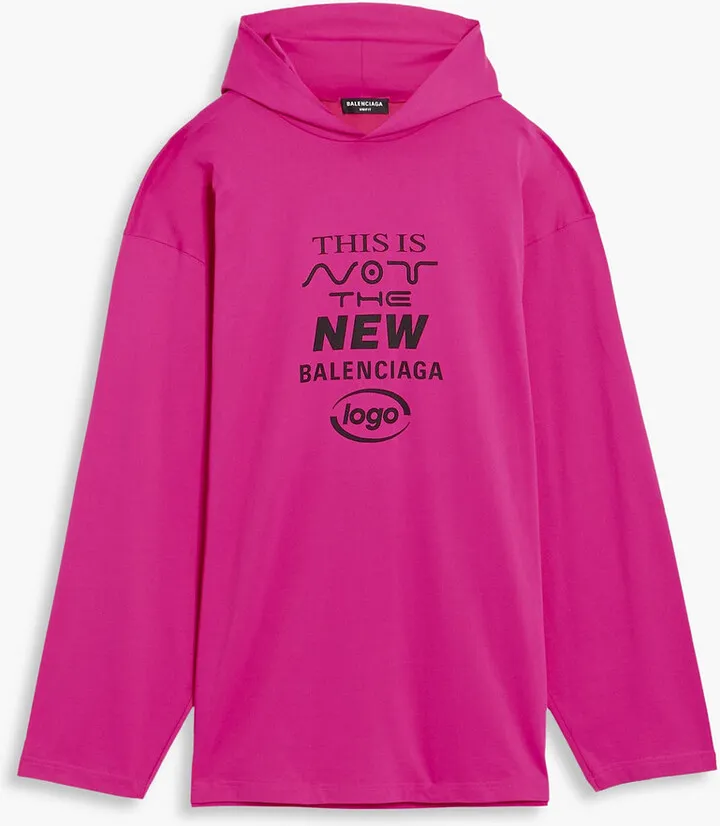 Oversized printed cotton-blend jersey hoodie