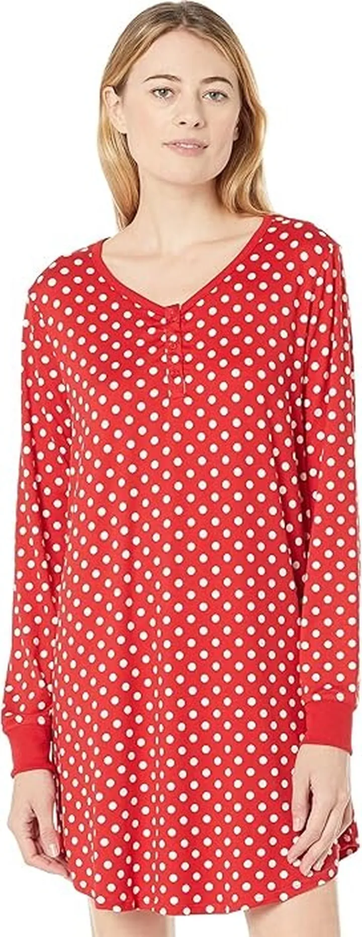Kate Spade New York Brushed Jersey Henley Sleepshirt (White Lady Dot) Women's Pajama