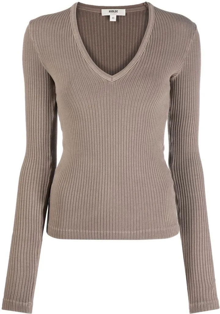 ribbed V-neck sweater