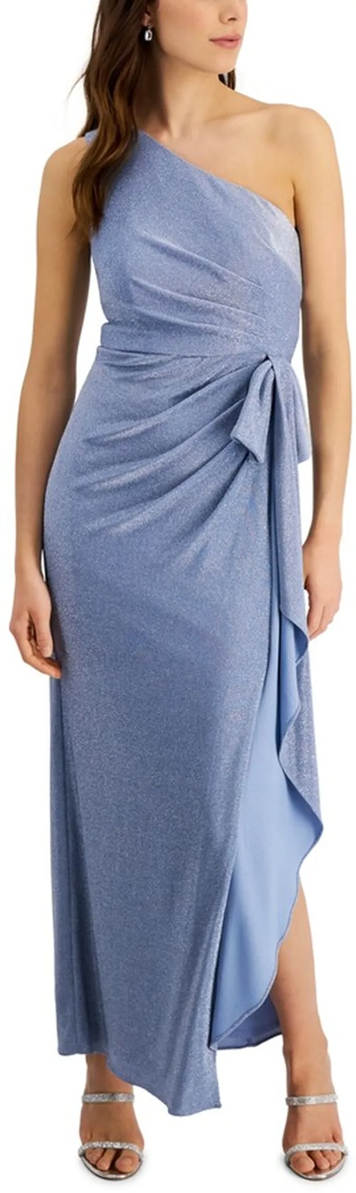 Adrianna Papell One-Shoulder Metallic Gown