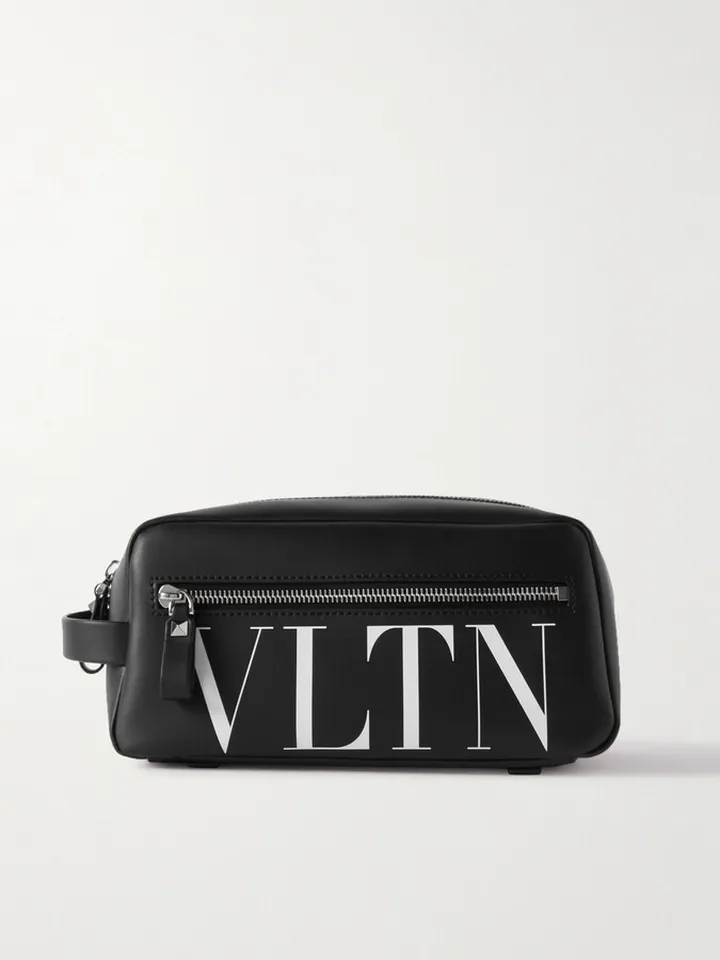 Valentino Garavani Logo-Print Leather Wash Bag