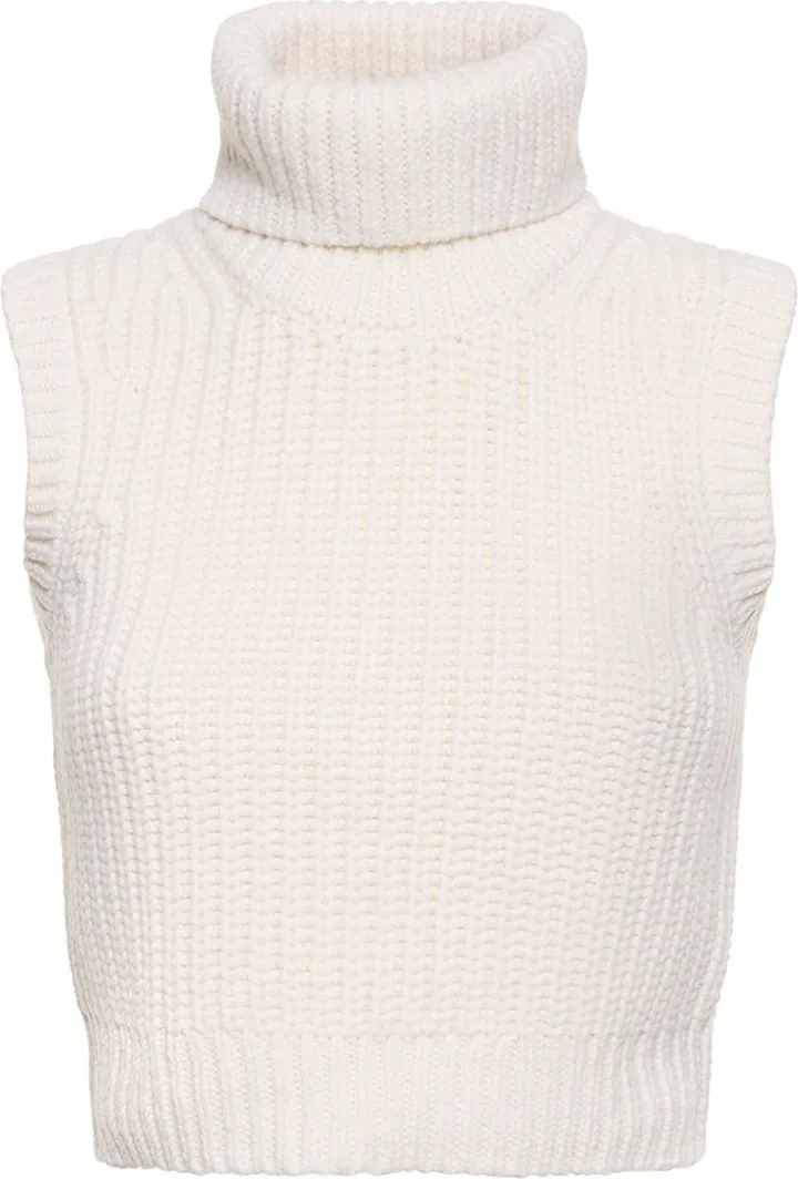 Shaker cropped ribbed knit cashmere vest