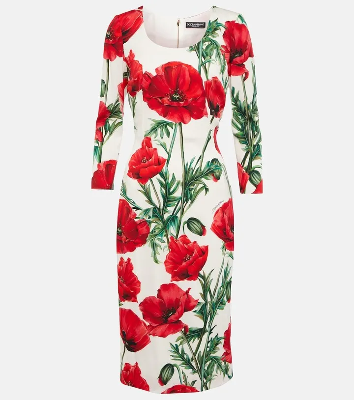 Floral-printed silk-blend midi dress