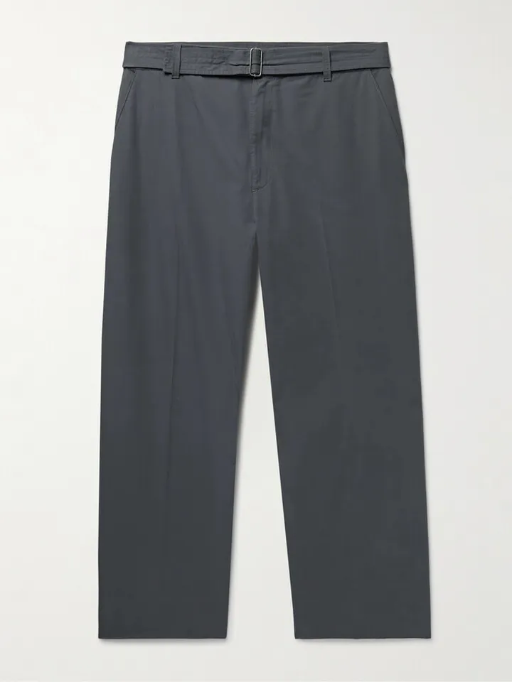 Earl Straight-Leg Cropped Belted Cotton-Poplin Trousers
