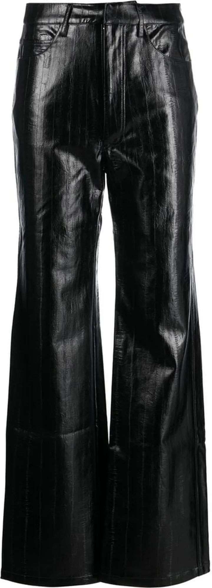 High-Waisted Faux Leather Trousers
