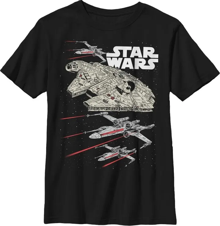 Boy's Star Wars Starship Battle T-Shirt - Black - X Large