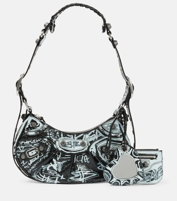 Le Cagole XS Graffiti leather shoulder bag