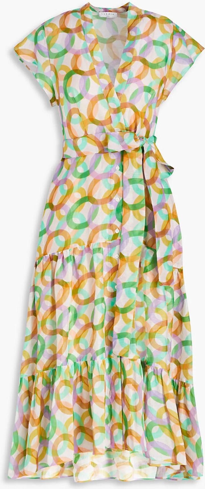 Athena printed linen and silk-blend midi dress