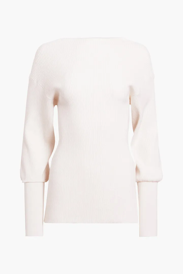 Gathered ribbed cashmere sweater