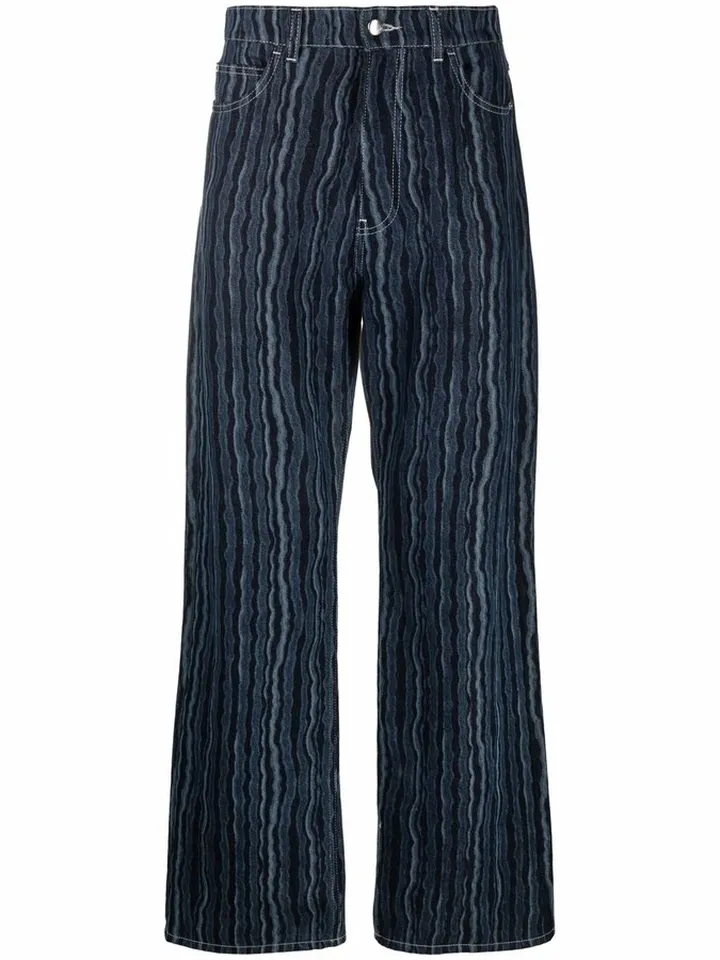 Abstract-Print Wide-Leg Jeans