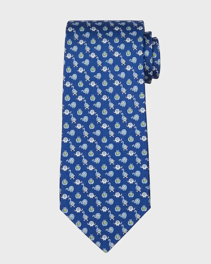 Men's 4-Pippo Animal-Print Silk Tie