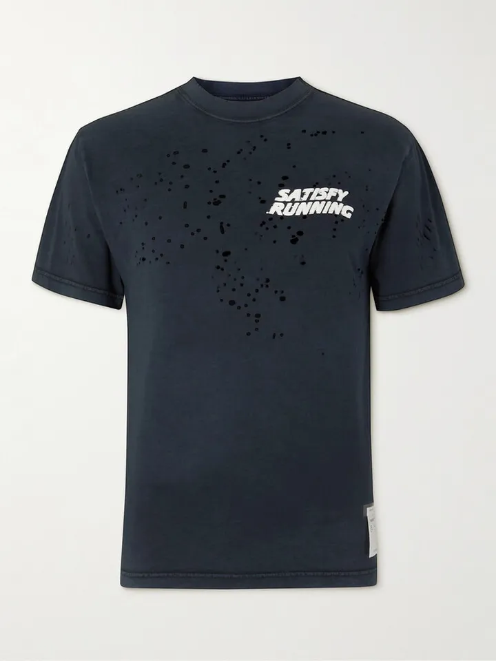 Distressed Logo-Print MothTech Cotton-Jersey T-Shirt