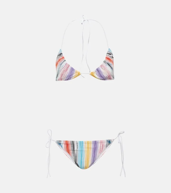 Zig-zag knit triangle bikini