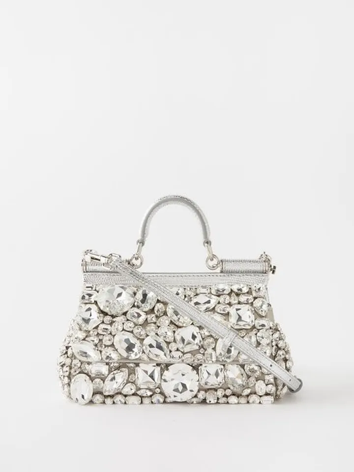 Sicily Small Crystal-embellished Leather Handbag