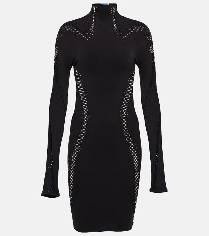 Open-knit high-neck minidress