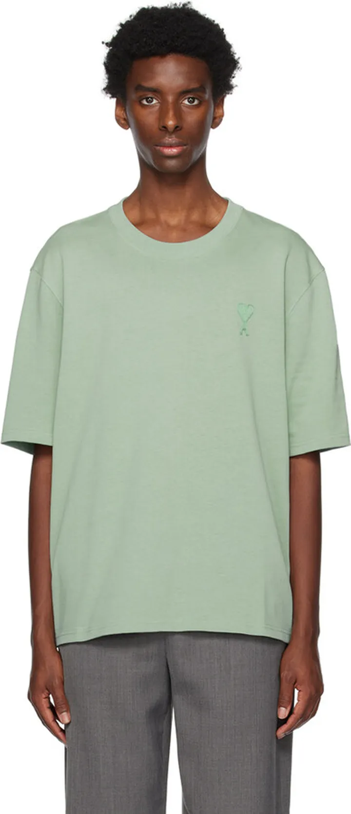 AMI Alexandre Mattiussi SSENSE Exclusive Green Ami de Cœur T-Shirt