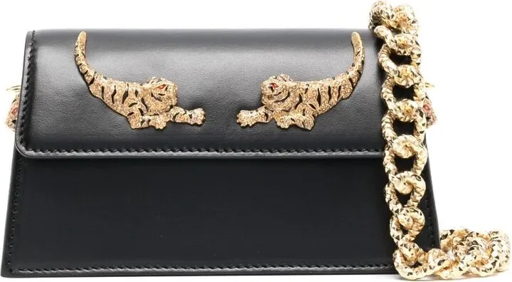 Tiger-Embellished Shoulder Bag